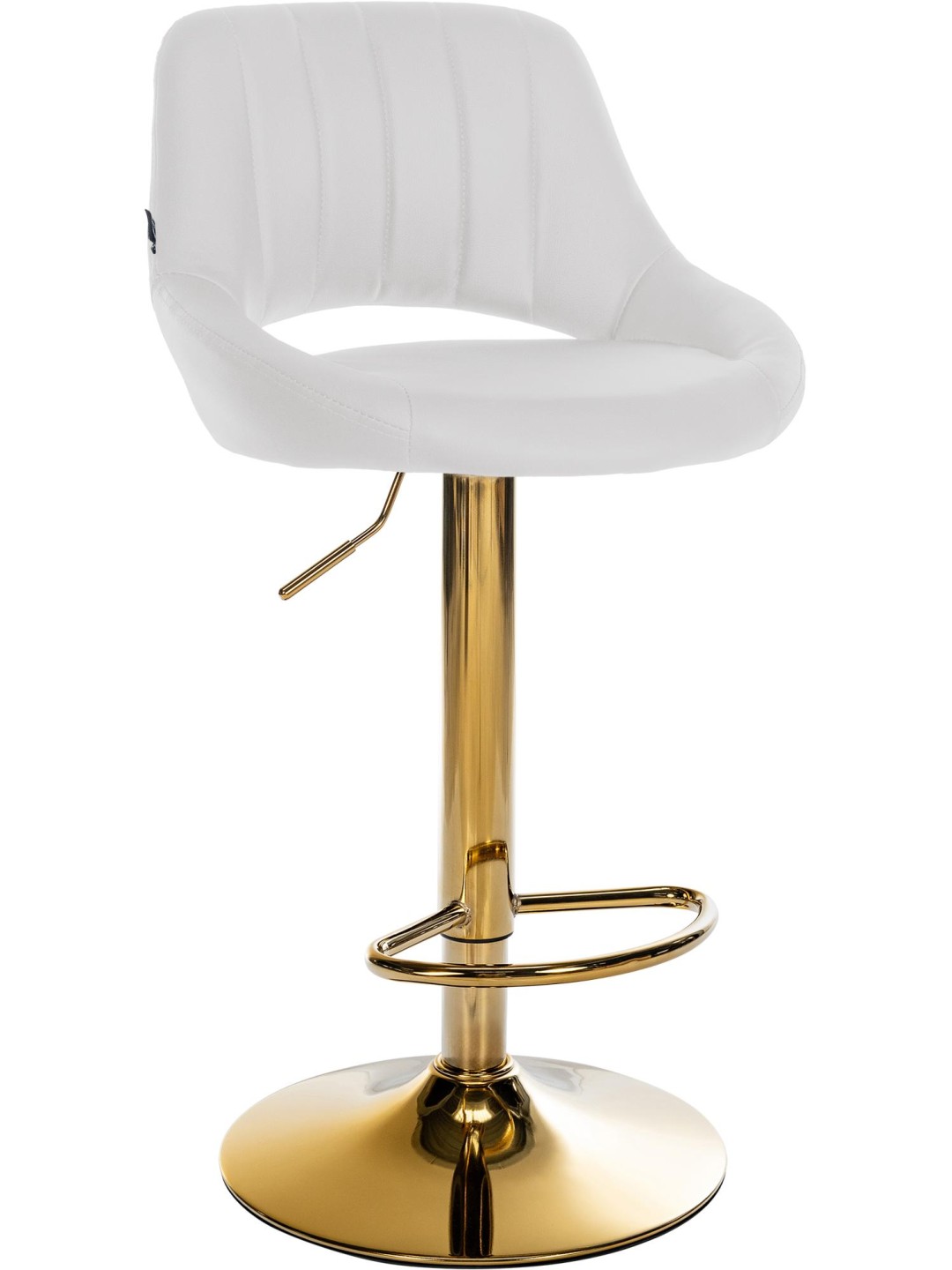 Tabouret de bar Milet simili cuir or, blanc