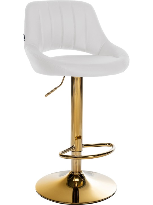 Tabouret de bar Milet simili cuir or, blanc Tabouret de bar Milet simili cuir or, blanc