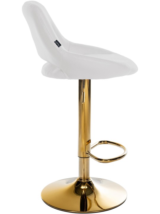 Tabouret de bar Milet simili cuir or, blanc Tabouret de bar Milet simili cuir or, blanc