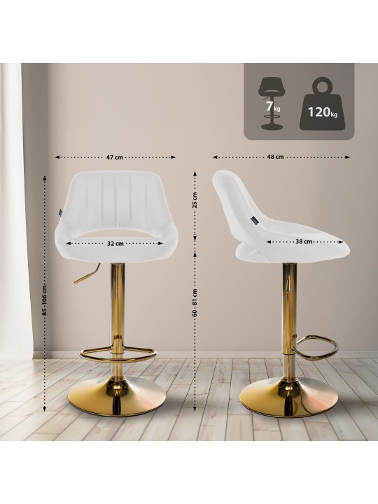 Tabouret de bar Milet simili cuir or, blanc Tabouret de bar Milet simili cuir or, blanc