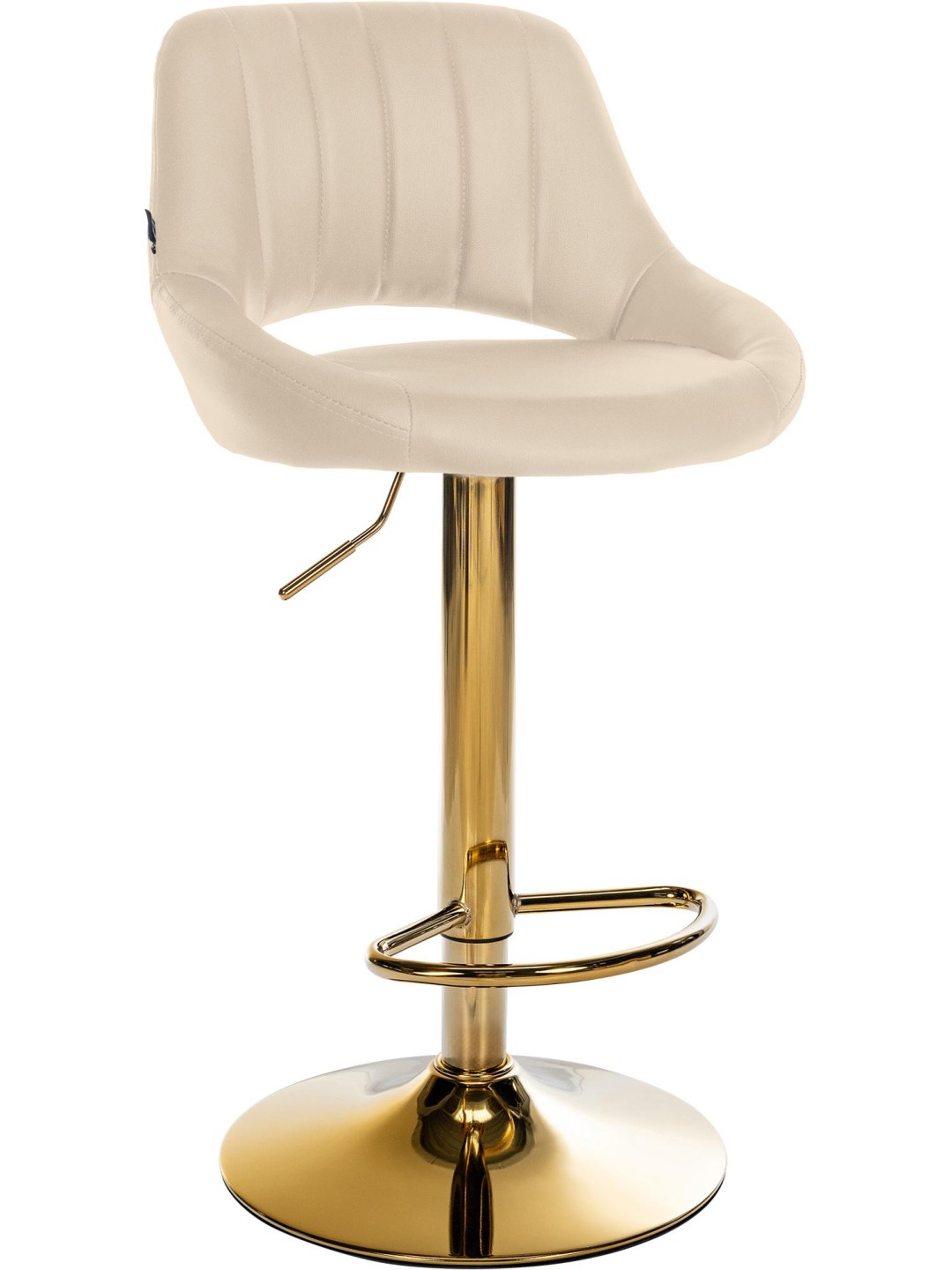 Tabouret de bar Milet simili cuir or, crème