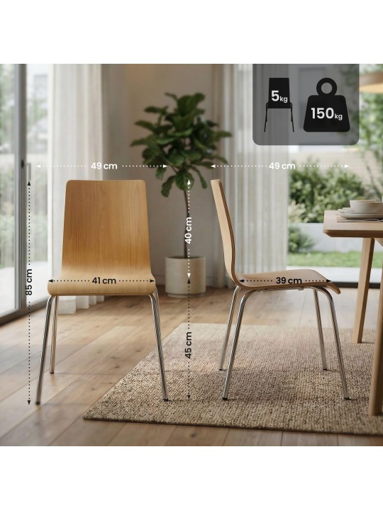 Lot de 4 chaises visiteur Gahanna, naturel Lot de 4 chaises visiteur Gahanna, naturel