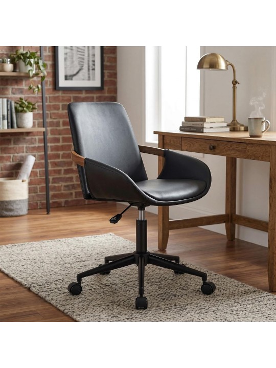 Chaise de bureau Daina simili cuir, noyer/noir Chaise de bureau Daina simili cuir, noyer/noir