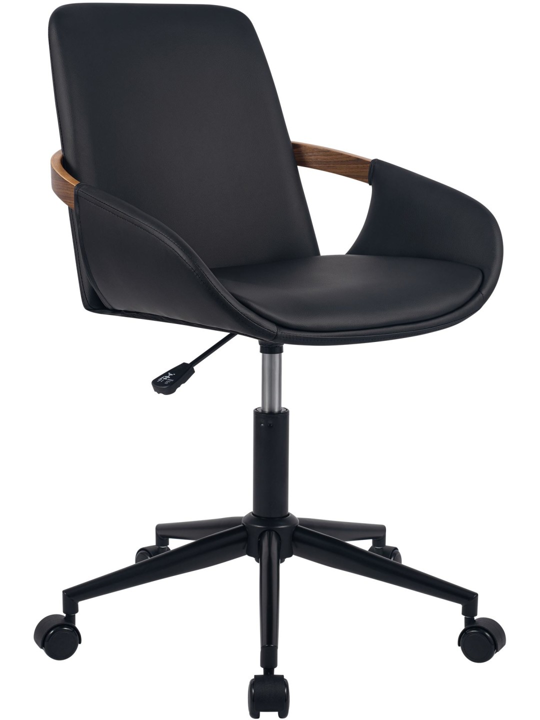 Chaise de bureau Daina simili cuir, noyer/noir