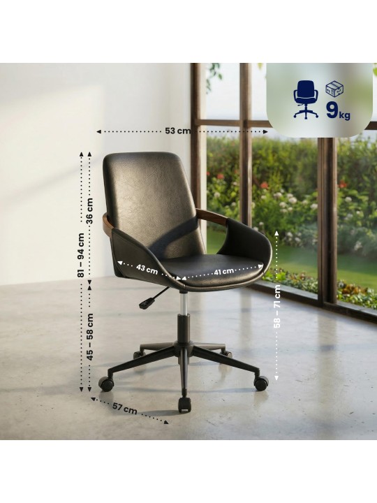 Chaise de bureau Daina simili cuir, noyer/noir Chaise de bureau Daina simili cuir, noyer/noir
