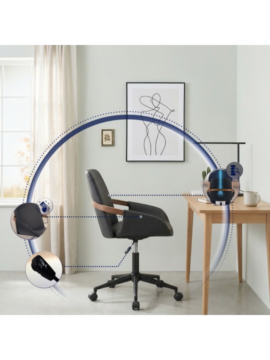 Chaise de bureau Daina simili cuir, noyer/noir Chaise de bureau Daina simili cuir, noyer/noir