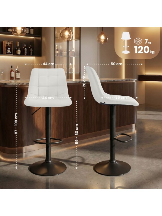 Tabouret de bar Mapun similicuir, blanc