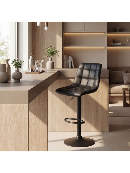 Tabouret de bar Mapun similicuir, noir Tabouret de bar Mapun similicuir, noir