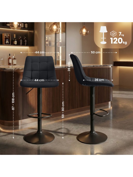 Tabouret de bar Mapun similicuir, noir Tabouret de bar Mapun similicuir, noir