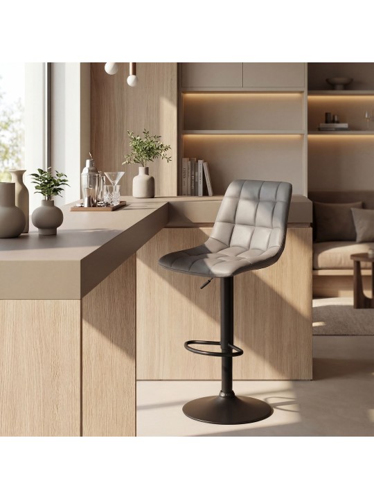 Tabouret de bar Mapun similicuir, gris