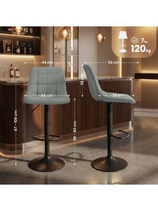 Tabouret de bar Mapun similicuir, gris