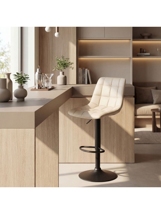 Tabouret de bar Mapun cuir synthétique, crème