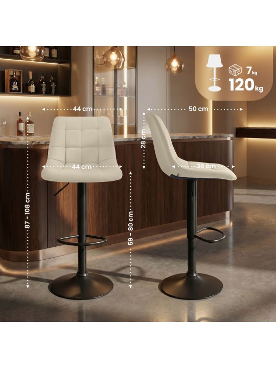 Tabouret de bar Mapun cuir synthétique, crème