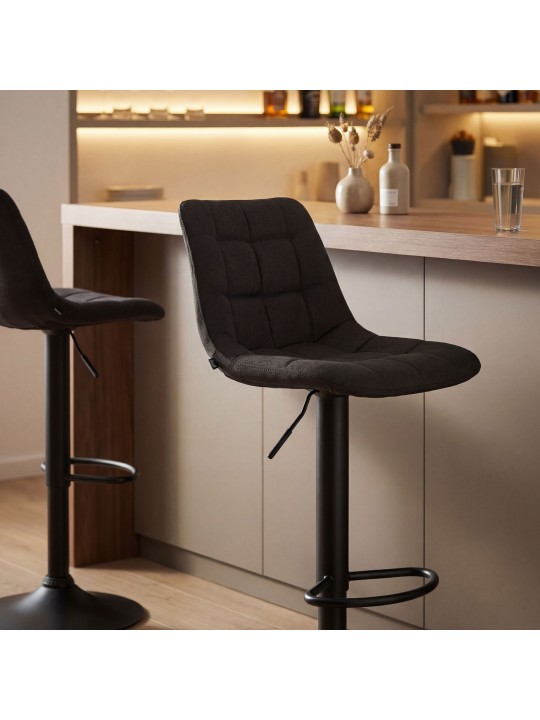 Tabouret de bar Mapun tissu, noir