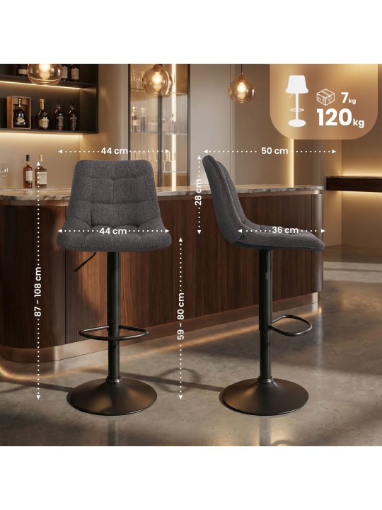 Tabouret de bar Mapun tissu, gris foncé Tabouret de bar Mapun tissu, gris foncé