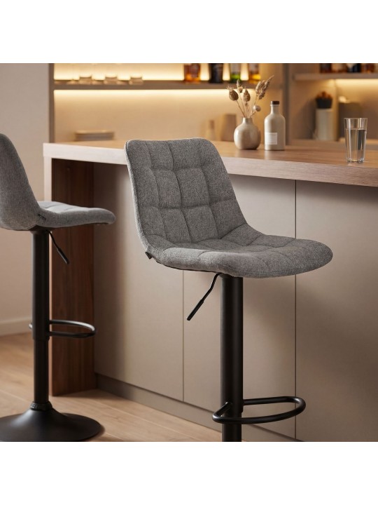 Tabouret de bar Mapun tissu, gris