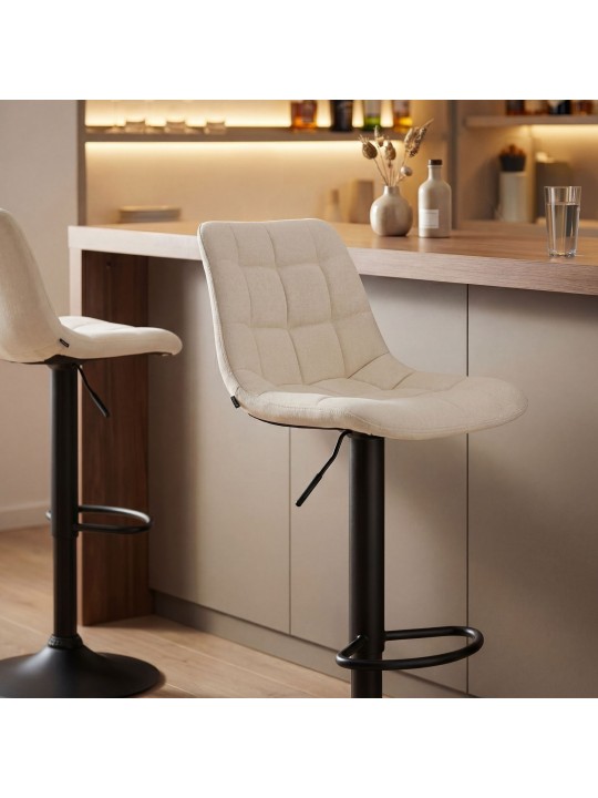 Tabouret de bar Mapun tissu, crème