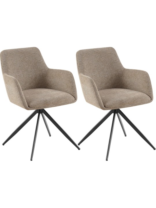 Lot de 2 chaises de salle à manger Olema tissu, taupe Lot de 2 chaises de salle à manger Olema tissu, taupe