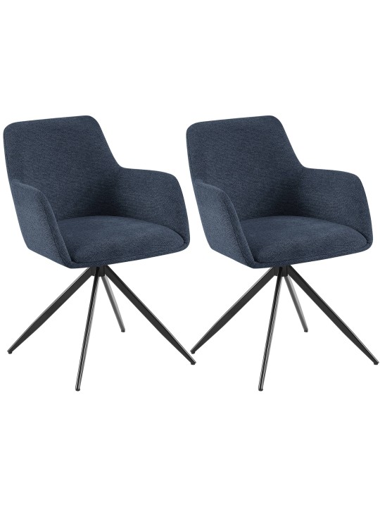 Lot de 2 chaises de salle à manger Olema tissu, bleu Lot de 2 chaises de salle à manger Olema tissu, bleu