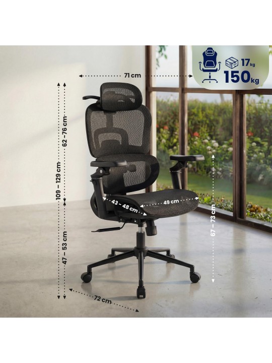 Chaise de bureau Jenson, noire