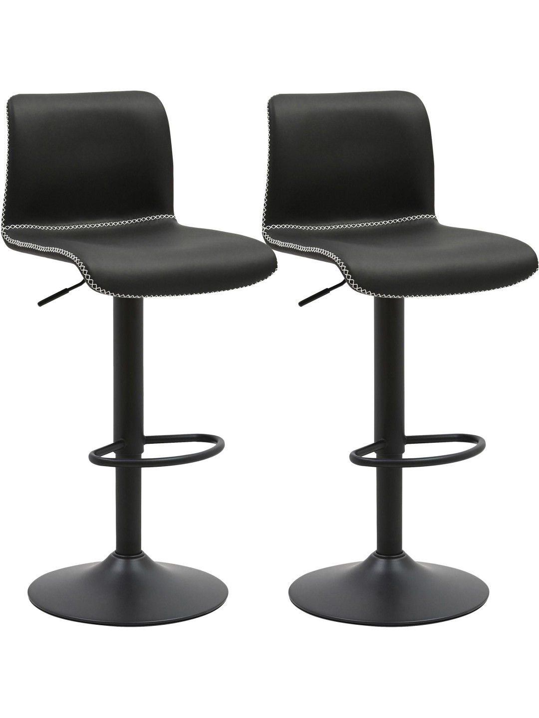 Lot de 2 tabourets de bar Henchy similicuir, noir