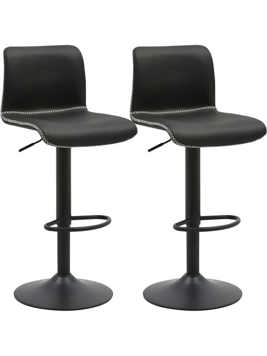 Lot de 2 tabourets de bar Henchy similicuir, noir Lot de 2 tabourets de bar Henchy similicuir, noir