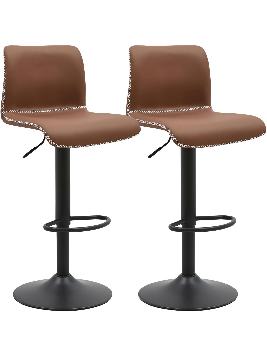 Lot de 2 tabourets de bar Henchy similicuir, marron