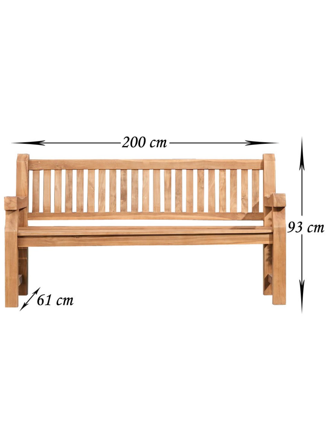 Banc en teck Jackson 200 cm, teck