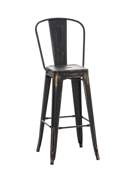 Tabouret de bar Aiden antique, noir-or