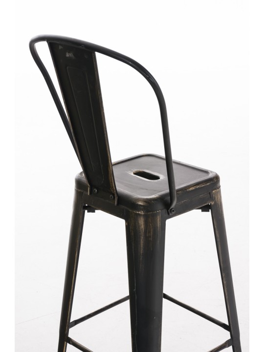 Tabouret de bar Aiden antique, noir-or