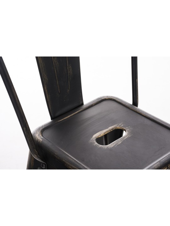 Tabouret de bar Aiden antique, noir-or