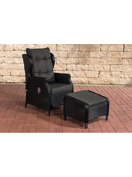 Fauteuil Breno incl. repose-pieds anthracite, noir