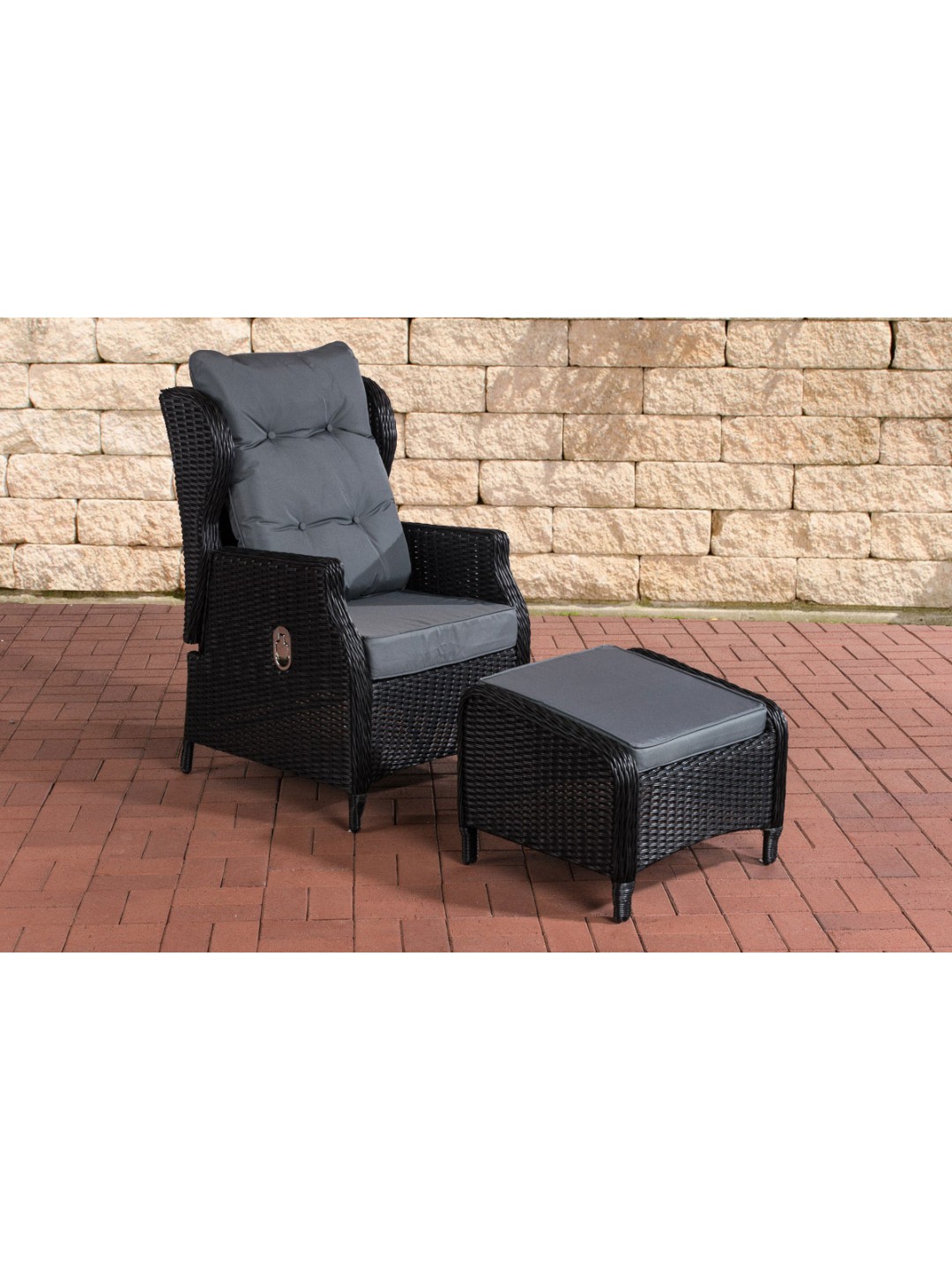 Fauteuil Breno incl. repose-pieds gris fer, noir