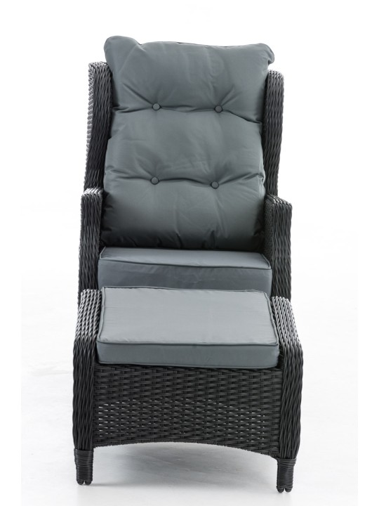 Fauteuil Breno incl. repose-pieds gris fer, noir