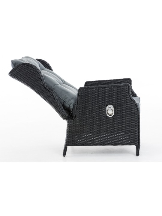 Fauteuil Breno incl. repose-pieds gris fer, noir