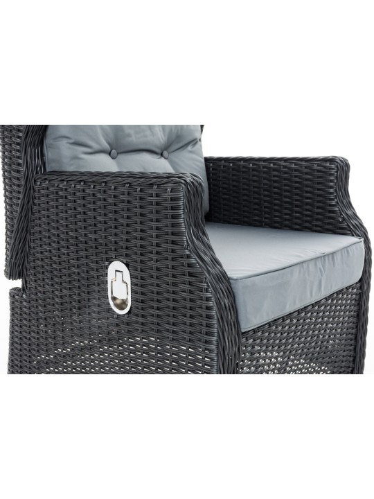 Fauteuil Breno incl. repose-pieds gris fer, noir