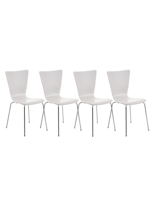 Lot de 4 chaises visiteurs Aaron, blanc