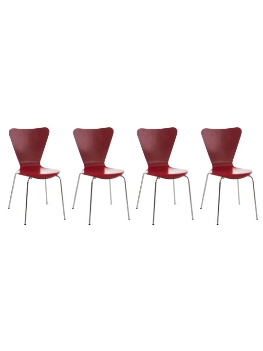 Lot de 4 chaises visiteurs Calisto, rouge Lot de 4 chaises visiteurs Calisto, rouge