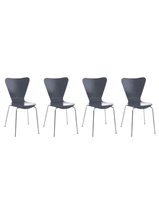 Lot de 4 chaises visiteurs Calisto, gris