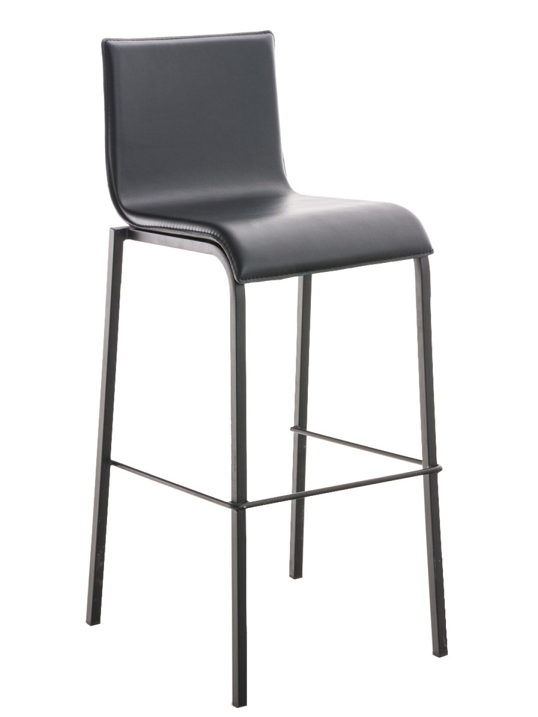 Tabouret de bar Avola cuir plat B78, noir