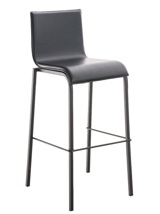 Tabouret de bar Avola cuir plat B78, noir