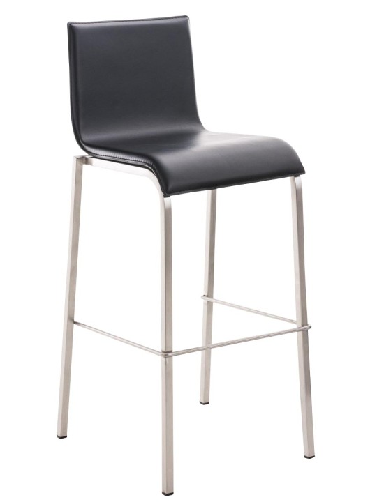 Tabouret de bar Avola cuir plat E78, noir Tabouret de bar Avola cuir plat E78, noir