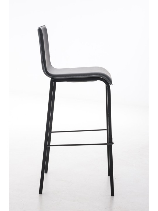 Tabouret de bar Avola cuir plat B78, noir