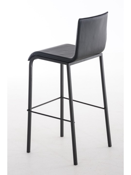 Tabouret de bar Avola cuir plat B78, noir