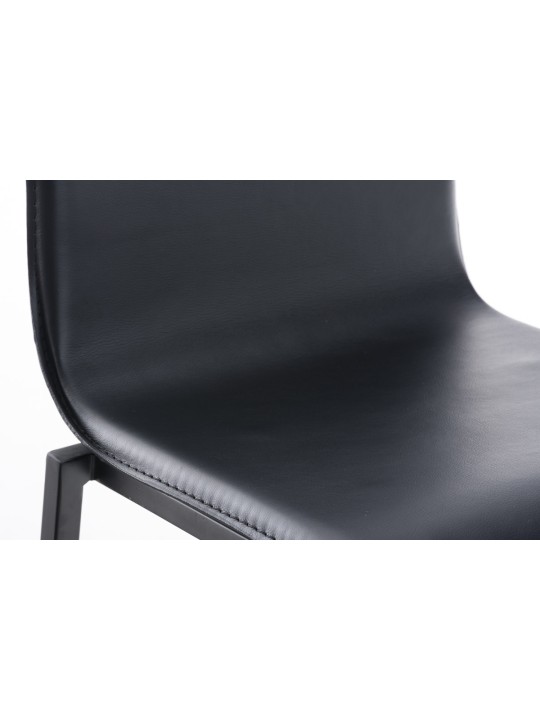 Tabouret de bar Avola cuir plat B78, noir