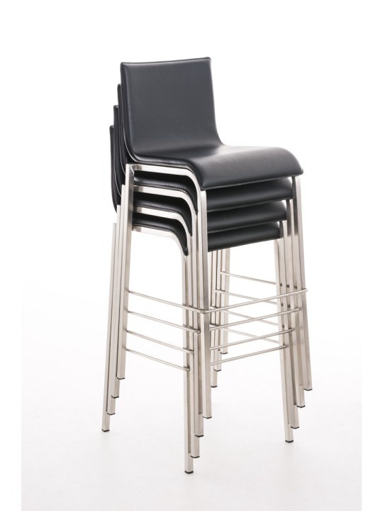 Tabouret de bar Avola cuir plat B78, noir