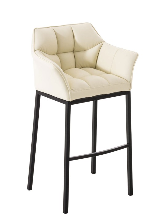 Tabouret de bar Damaso B avec structure à 4 pieds, crème