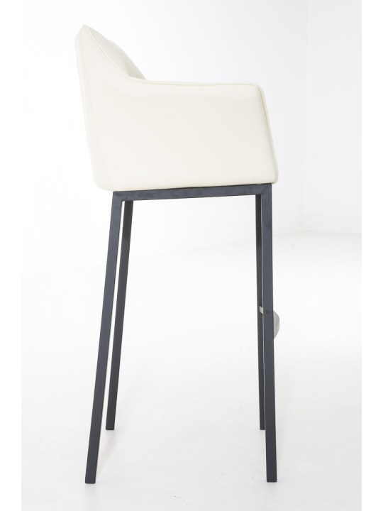 Tabouret de bar Damaso B avec structure à 4 pieds, crème