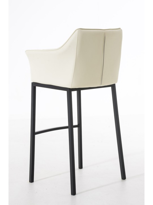 Tabouret de bar Damaso B avec structure à 4 pieds, crème