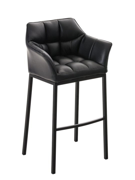 Tabouret de bar Damaso B avec structure à 4 pieds, noir